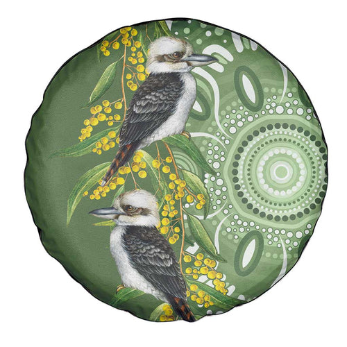 Aussie Kokaburra Golden Wattle Spare Tire Cover Aboriginal with National Color