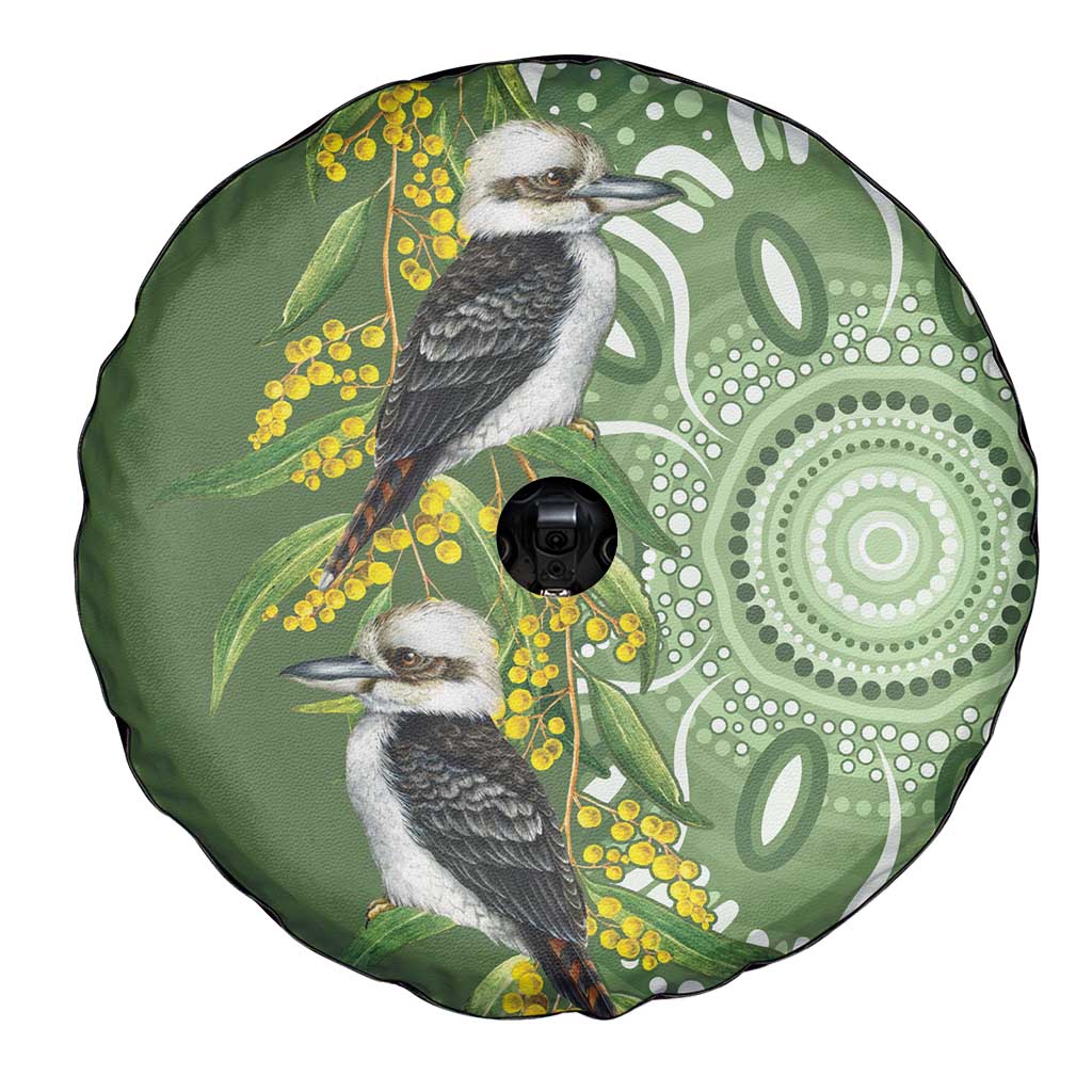 Aussie Kokaburra Golden Wattle Spare Tire Cover Aboriginal with National Color