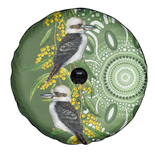 Aussie Kokaburra Golden Wattle Spare Tire Cover Aboriginal with National Color