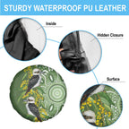 Aussie Kokaburra Golden Wattle Spare Tire Cover Aboriginal with National Color