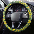 Aussie Kokaburra Golden Wattle Steering Wheel Cover Aboriginal with National Color