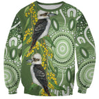 Aussie Kokaburra Golden Wattle Sweatshirt Aboriginal with National Color