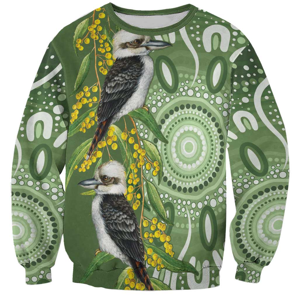Aussie Kokaburra Golden Wattle Sweatshirt Aboriginal with National Color