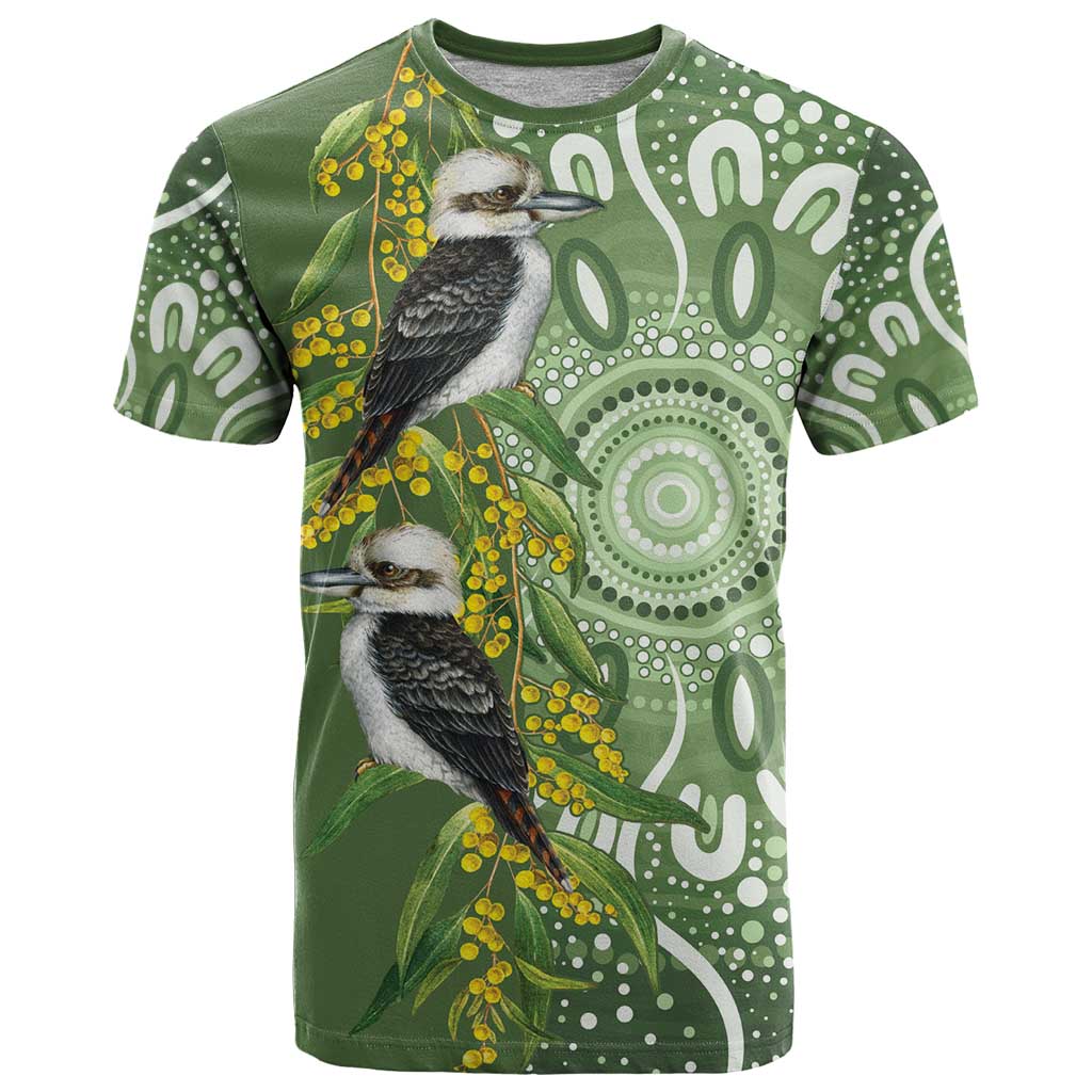 Aussie Kokaburra Golden Wattle T Shirt Aboriginal with National Color