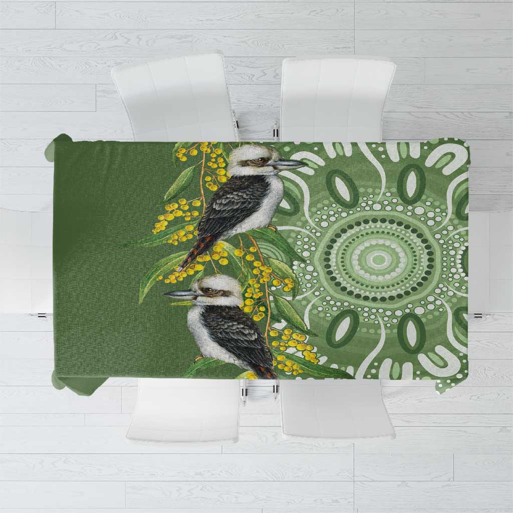Aussie Kokaburra Golden Wattle Tablecloth Aboriginal with National Color