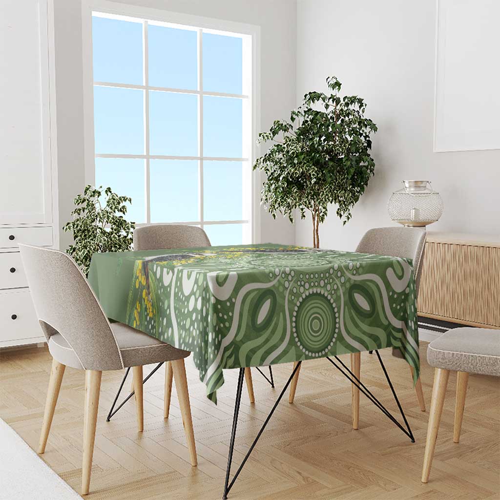 Aussie Kokaburra Golden Wattle Tablecloth Aboriginal with National Color