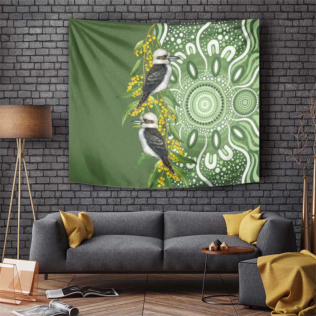 Aussie Kokaburra Golden Wattle Tapestry Aboriginal with National Color