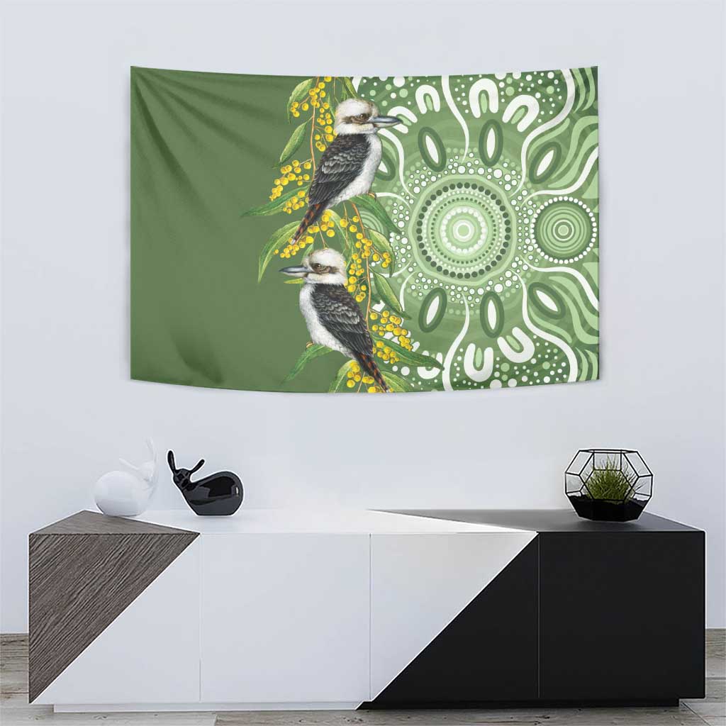 Aussie Kokaburra Golden Wattle Tapestry Aboriginal with National Color