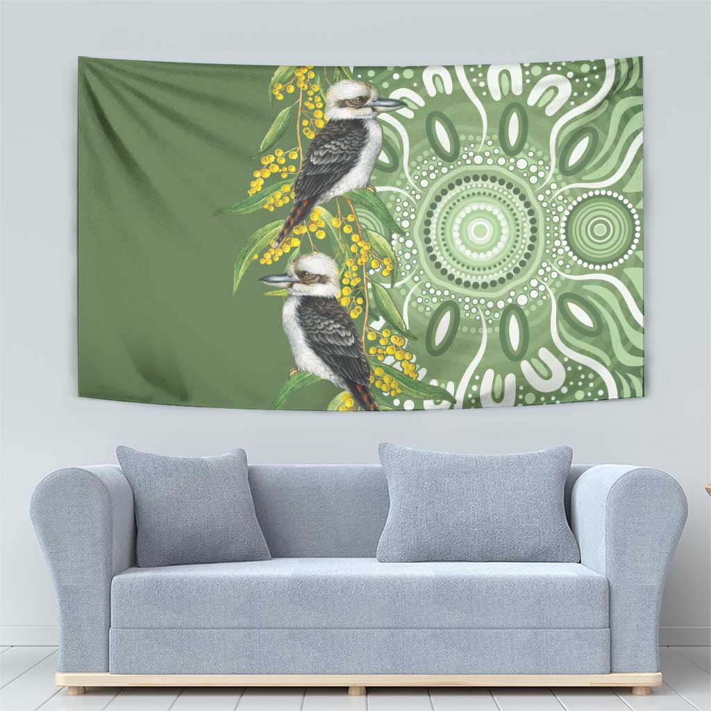 Aussie Kokaburra Golden Wattle Tapestry Aboriginal with National Color