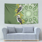 Aussie Kokaburra Golden Wattle Tapestry Aboriginal with National Color