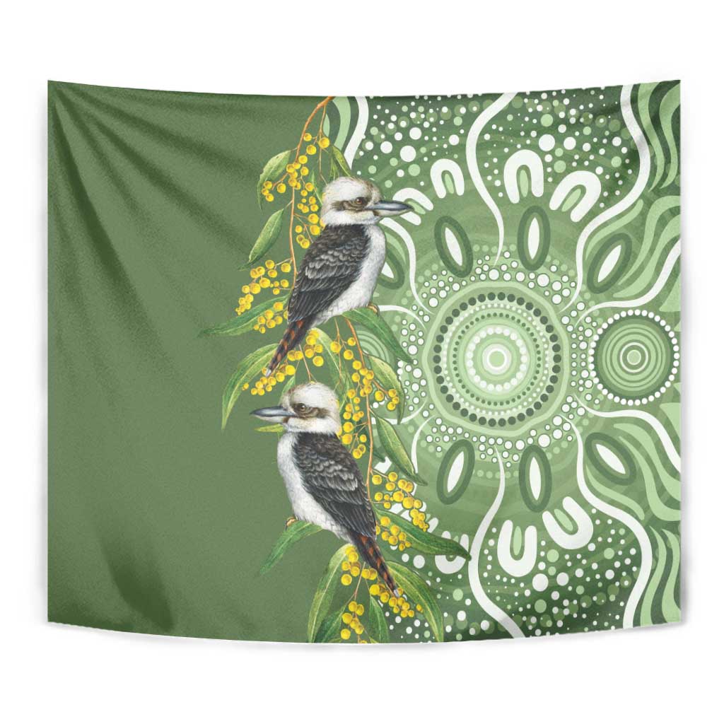 Aussie Kokaburra Golden Wattle Tapestry Aboriginal with National Color