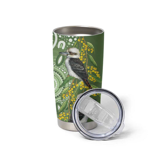 Aussie Kokaburra Golden Wattle Tumbler Cup Aboriginal with National Color