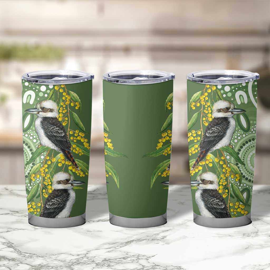 Aussie Kokaburra Golden Wattle Tumbler Cup Aboriginal with National Color