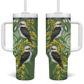 Aussie Kokaburra Golden Wattle Tumbler With Handle Aboriginal with National Color