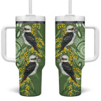 Aussie Kokaburra Golden Wattle Tumbler With Handle Aboriginal with National Color