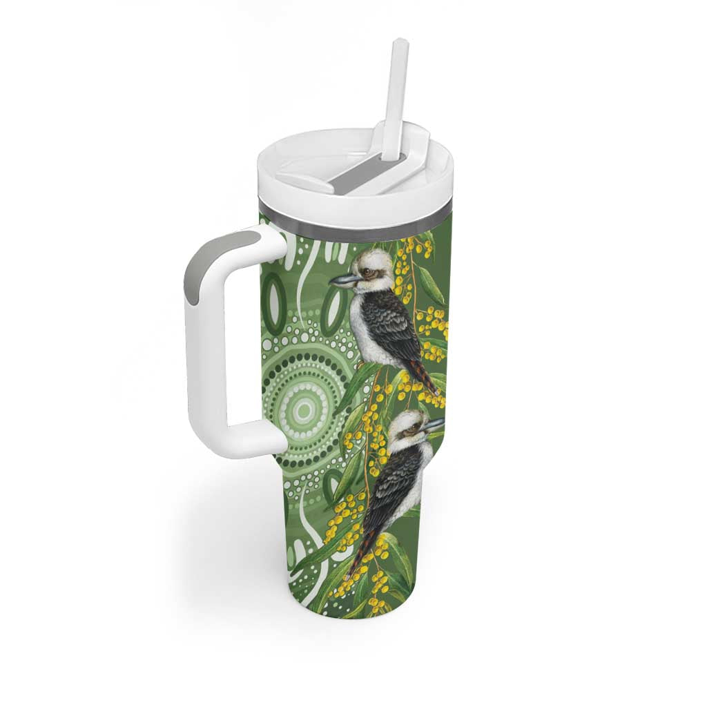 Aussie Kokaburra Golden Wattle Tumbler With Handle Aboriginal with National Color