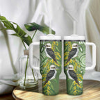 Aussie Kokaburra Golden Wattle Tumbler With Handle Aboriginal with National Color