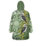 Aussie Kokaburra Golden Wattle Wearable Blanket Hoodie Aboriginal with National Color