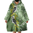 Aussie Kokaburra Golden Wattle Wearable Blanket Hoodie Aboriginal with National Color