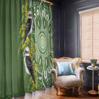 Aussie Kokaburra Golden Wattle Window Curtain Aboriginal with National Color