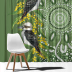 Aussie Kokaburra Golden Wattle Window Curtain Aboriginal with National Color