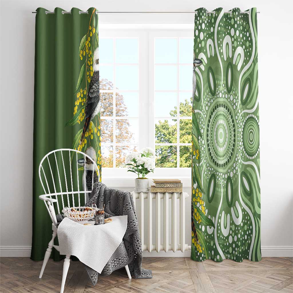 Aussie Kokaburra Golden Wattle Window Curtain Aboriginal with National Color