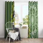 Aussie Kokaburra Golden Wattle Window Curtain Aboriginal with National Color