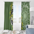 Aussie Kokaburra Golden Wattle Window Curtain Aboriginal with National Color