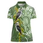 Aussie Kokaburra Golden Wattle Women Polo Shirt Aboriginal with National Color