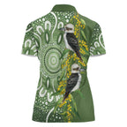 Aussie Kokaburra Golden Wattle Women Polo Shirt Aboriginal with National Color