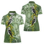 Aussie Kokaburra Golden Wattle Women Polo Shirt Aboriginal with National Color
