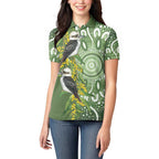 Aussie Kokaburra Golden Wattle Women Polo Shirt Aboriginal with National Color