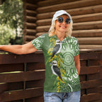 Aussie Kokaburra Golden Wattle Women Polo Shirt Aboriginal with National Color