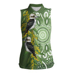 Aussie Kokaburra Golden Wattle Women Sleeveless Polo Shirt Aboriginal with National Color