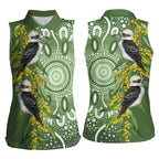 Aussie Kokaburra Golden Wattle Women Sleeveless Polo Shirt Aboriginal with National Color