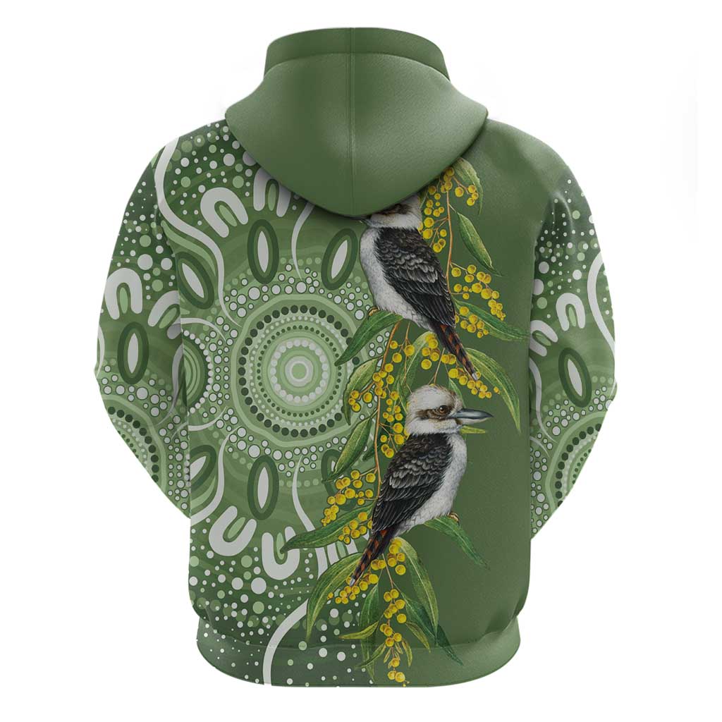 Aussie Kokaburra Golden Wattle Zip Hoodie Aboriginal with National Color