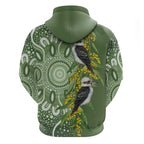 Aussie Kokaburra Golden Wattle Zip Hoodie Aboriginal with National Color