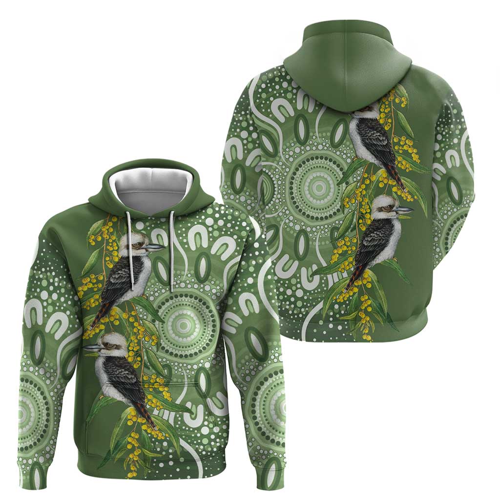 Aussie Kokaburra Golden Wattle Zip Hoodie Aboriginal with National Color