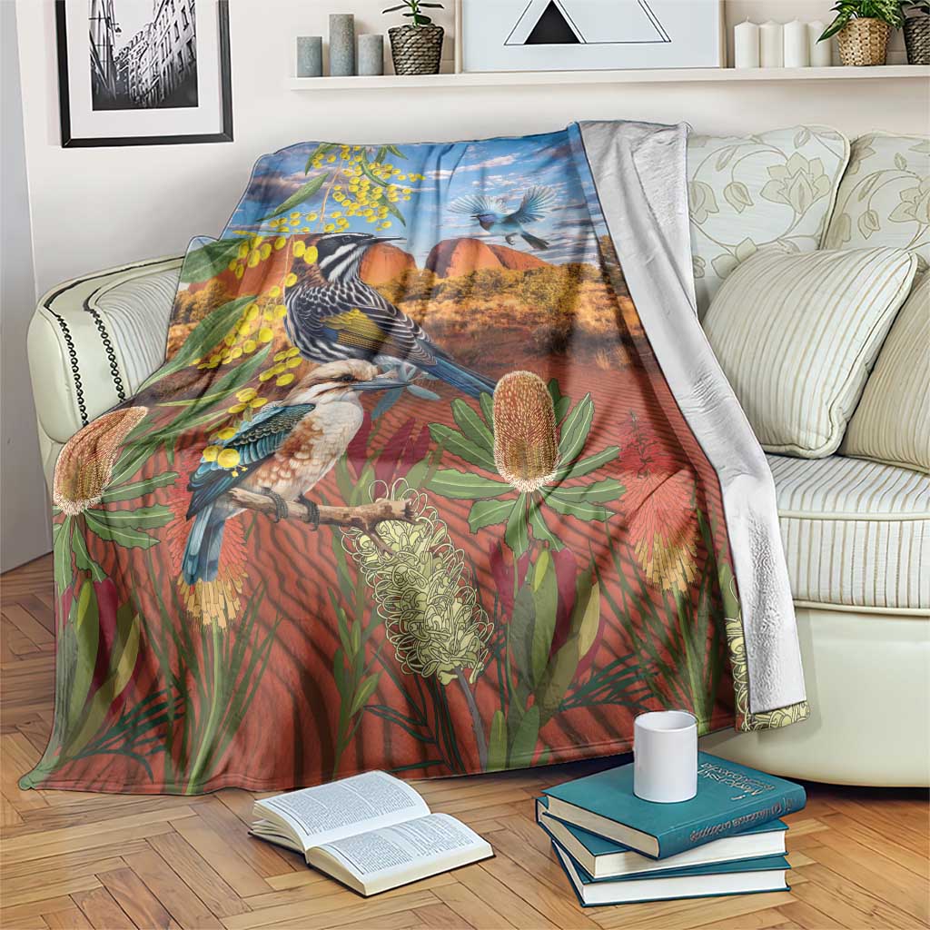 Australia Native Bird Uluru Ayers Rock Blanket