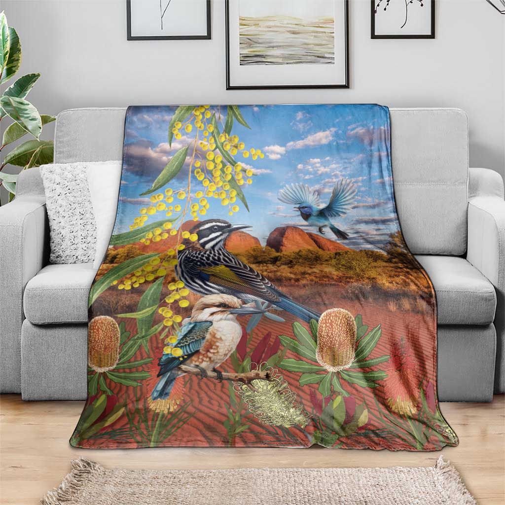 Australia Native Bird Uluru Ayers Rock Blanket