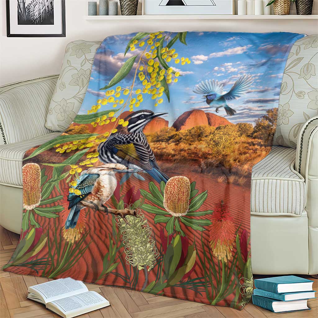 Australia Native Bird Uluru Ayers Rock Blanket
