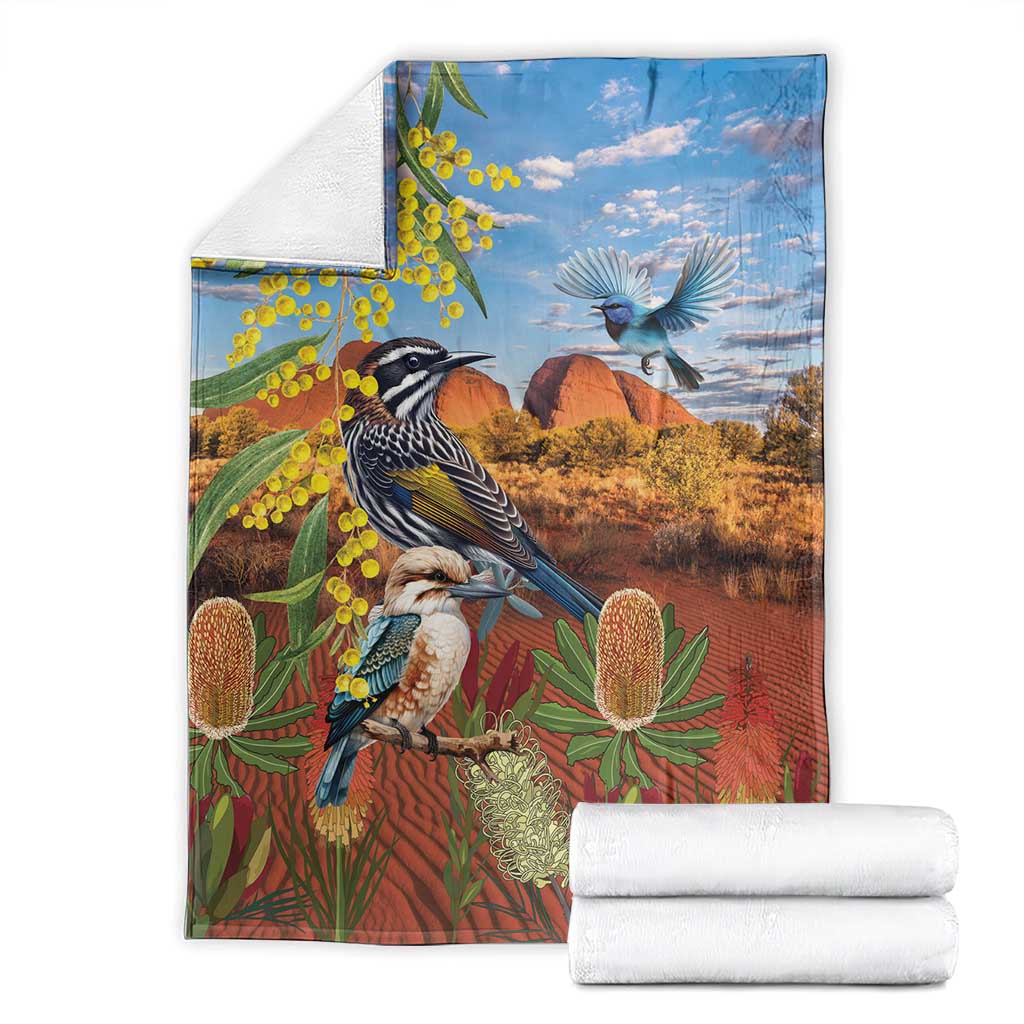 Australia Native Bird Uluru Ayers Rock Blanket