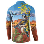 Australia Native Bird Uluru Ayers Rock Button Sweatshirt