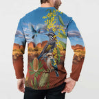 Australia Native Bird Uluru Ayers Rock Button Sweatshirt