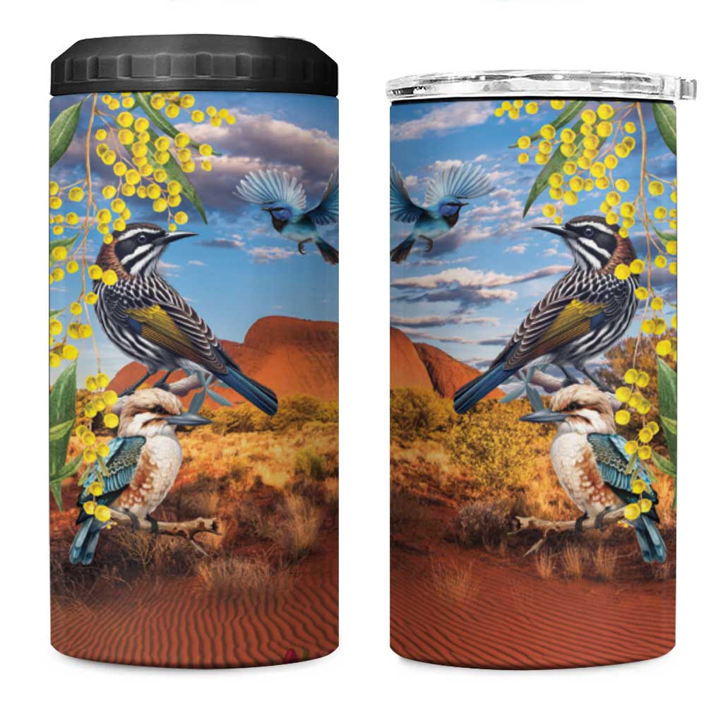 Australia Native Bird Uluru Ayers Rock 4 in 1 Can Cooler Tumbler