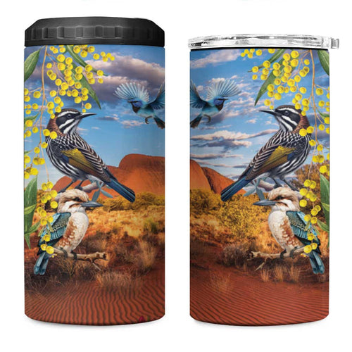 Australia Native Bird Uluru Ayers Rock 4 in 1 Can Cooler Tumbler