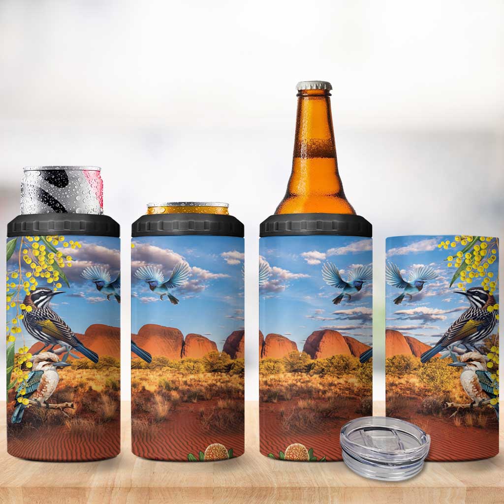 Australia Native Bird Uluru Ayers Rock 4 in 1 Can Cooler Tumbler