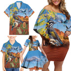 Australia Native Bird Uluru Ayers Rock Family Matching Off Shoulder Short Dress and Hawaiian Shirt