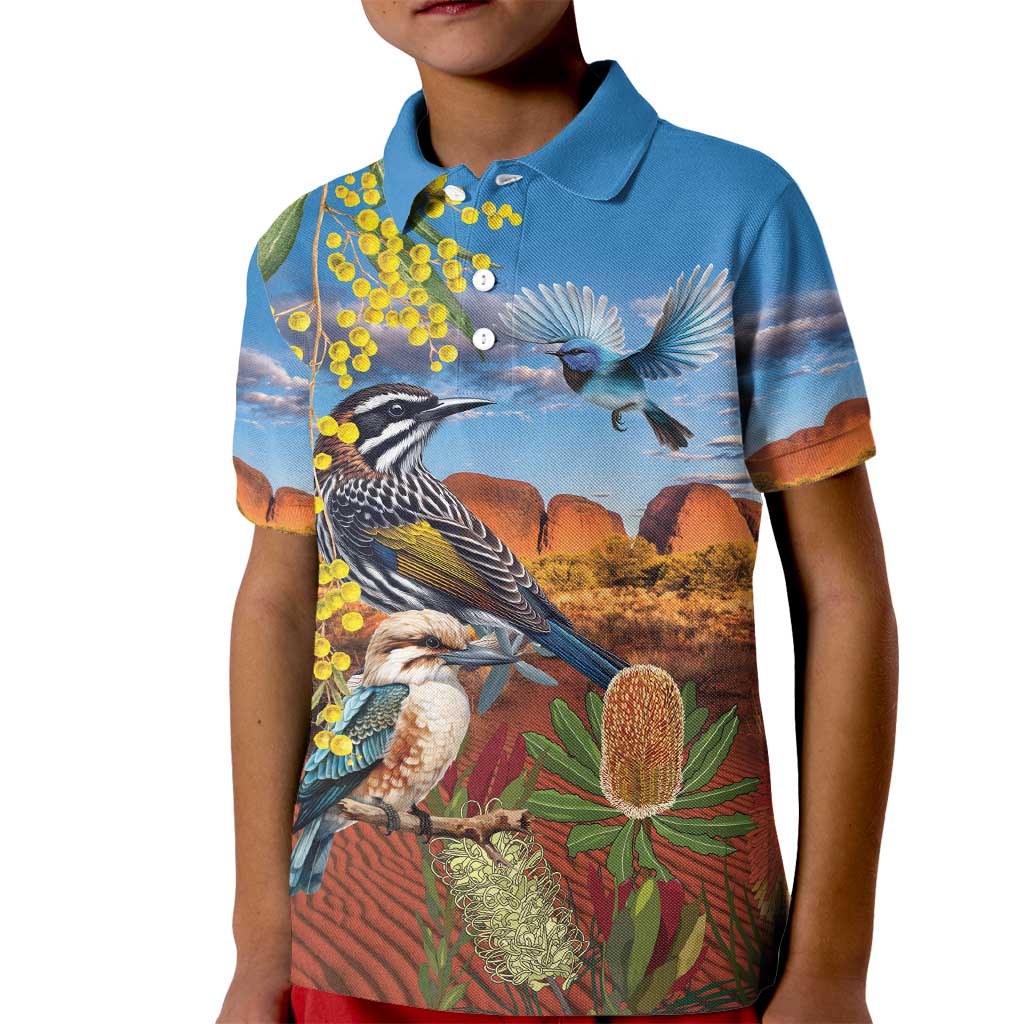 Australia Native Bird Uluru Ayers Rock Kid Polo Shirt