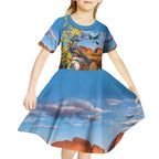 Australia Native Bird Uluru Ayers Rock Kid Short Sleeve Dress
